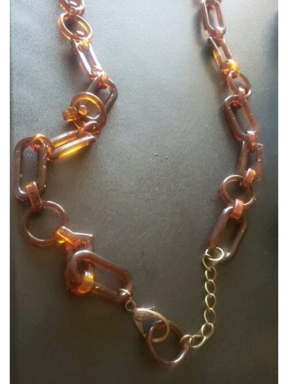VTG 70s Brown Lucite Chain Link Necklace Mod